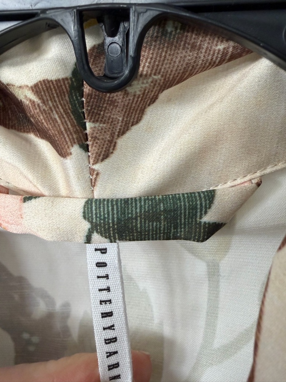 POTTERY BARN Nola Silky Piped Robe Bird Floral Print Belted Long-Size Small - Picture 2 of 12